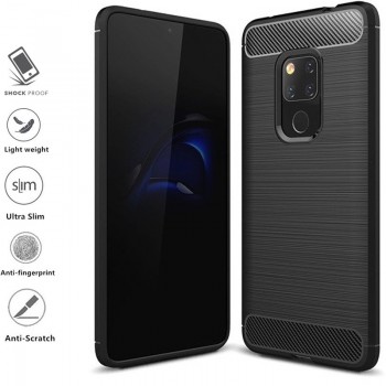 Juodas silikoninis carbon dėklas (Huawei MATE 20)